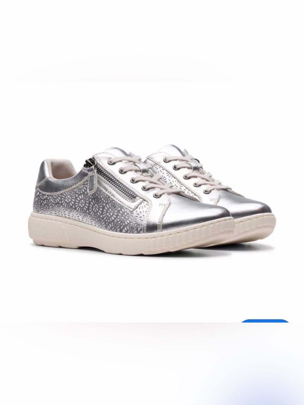 Clarks Silver Metallic Leather Athletic Sneakers